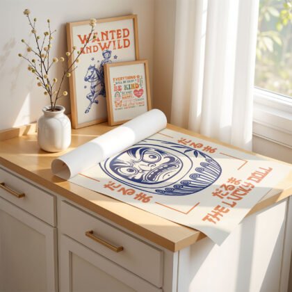 Daruma Wandbild – Japanischer Retro Stil