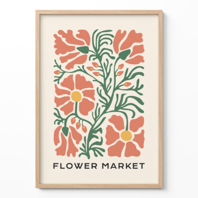 Flower Market Poster – Retro Floral Wall Art Print