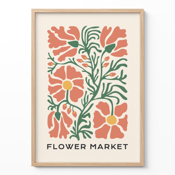Flower Market Poster – Retro Floral Wall Art Print