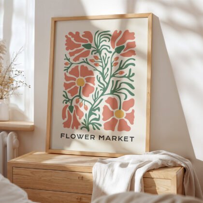 Retro Wandbild mit Blumen