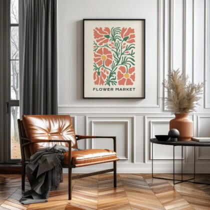 Retro Wandbild mit Blumen