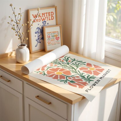 Retro Wandbild mit Blumen