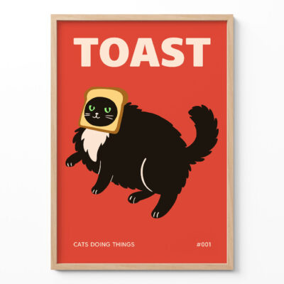 Cat Bread Poster – Funny Toast Cat Wall Art Print