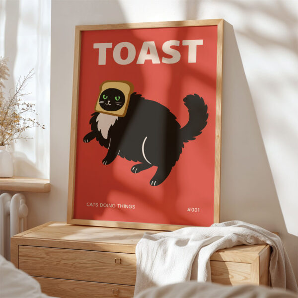 Cat Bread Poster – Funny Toast Cat Wall Art Print