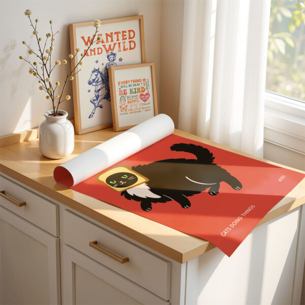 Cat Bread Poster – Funny Toast Cat Wall Art Print