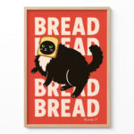 Black Cat Poster – Funny Toast Cat Wall Art Print