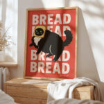 Black Cat Poster – Funny Toast Cat Wall Art Print