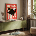 Black Cat Poster – Funny Toast Cat Wall Art Print