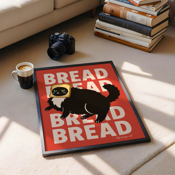 Black Cat Poster – Funny Toast Cat Wall Art Print