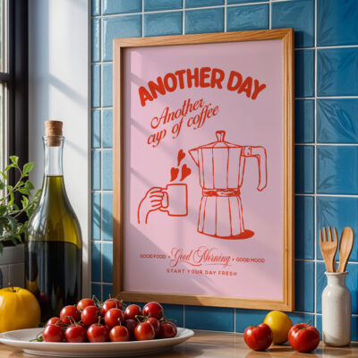 Coffee Quote Print – Retro Kitchen Poster