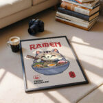 Ramen Cat Poster – Japanese Noodle Kitchen Wall Art