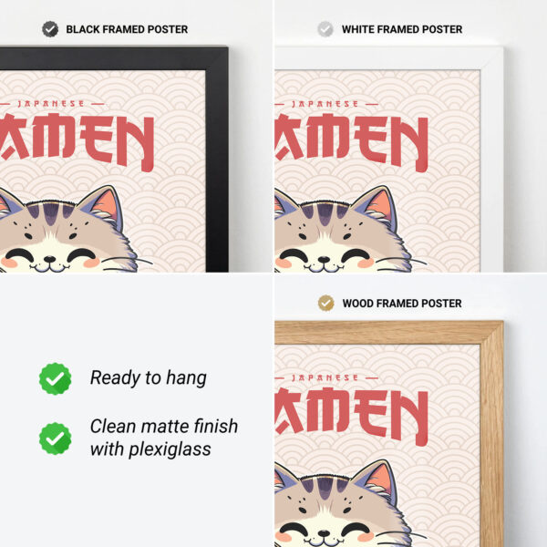 Ramen Cat Poster – Japanese Noodle Kitchen Wall Art