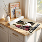 Cat Wine Poster – Retro Black Cat Kitchen Print