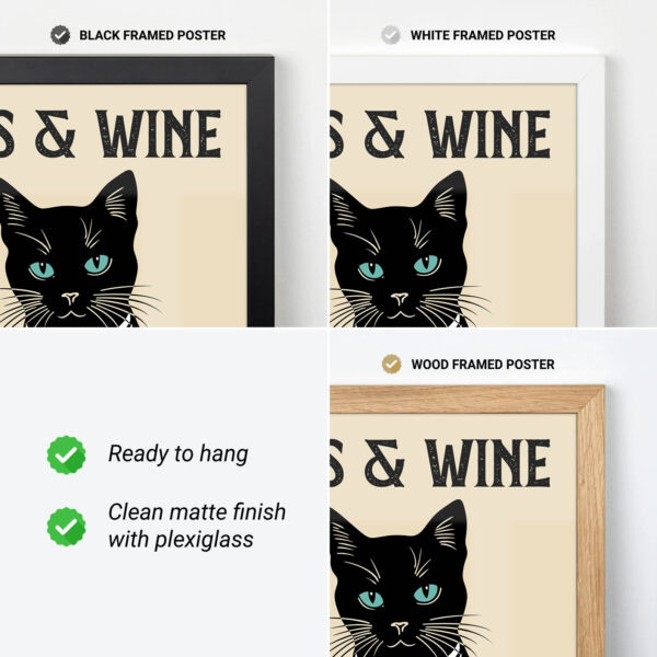 Cat Wine Poster – Retro Black Cat Kitchen Print