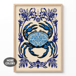 Crab Wall Art Print – Retro Coastal Kitchen Poster