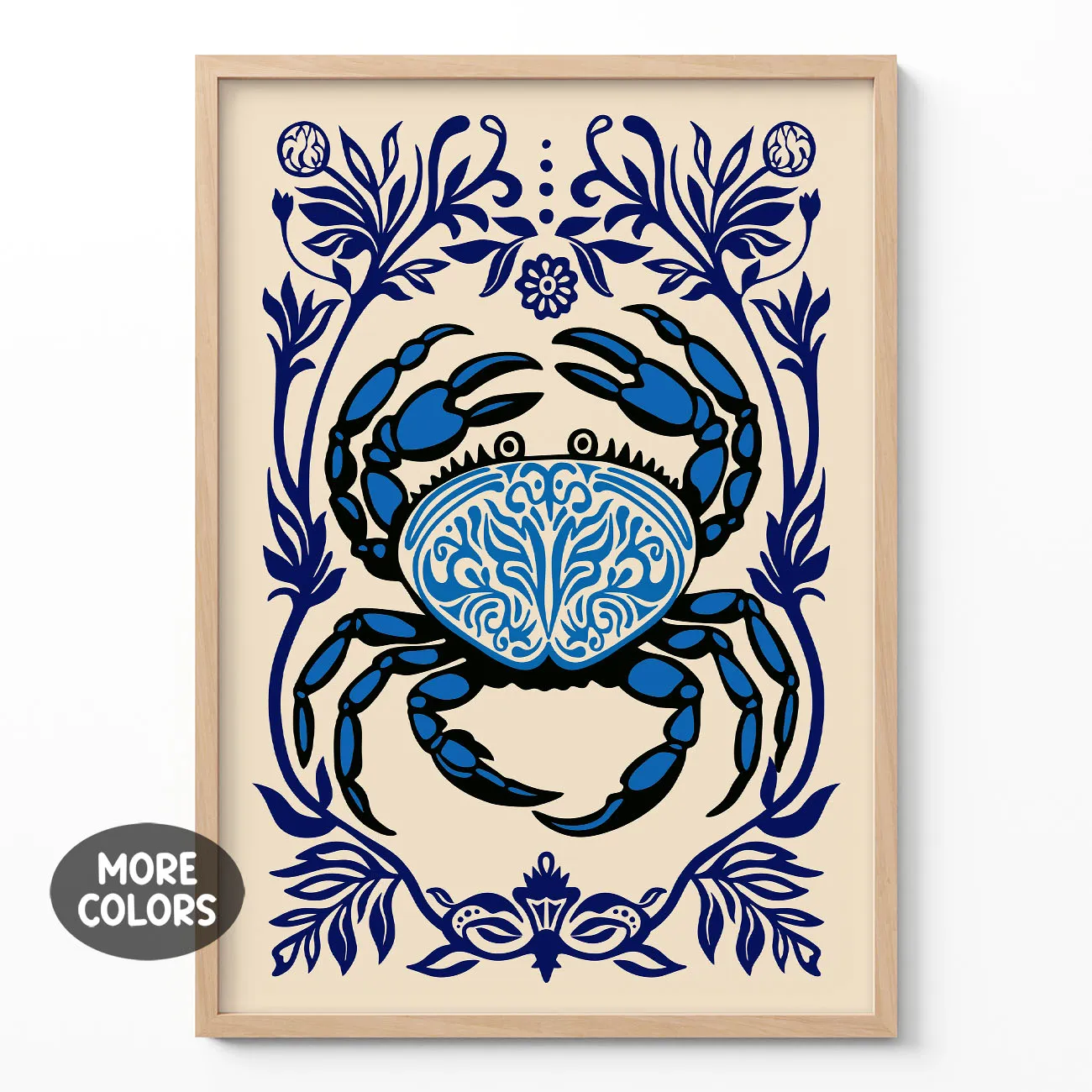 Crab Wall Art Print – Retro Coastal Kitchen Poster