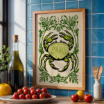 Crab Wall Art Print – Retro Coastal Kitchen Poster
