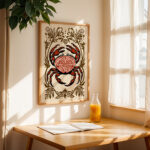 Crab Wall Art Print – Retro Coastal Kitchen Poster