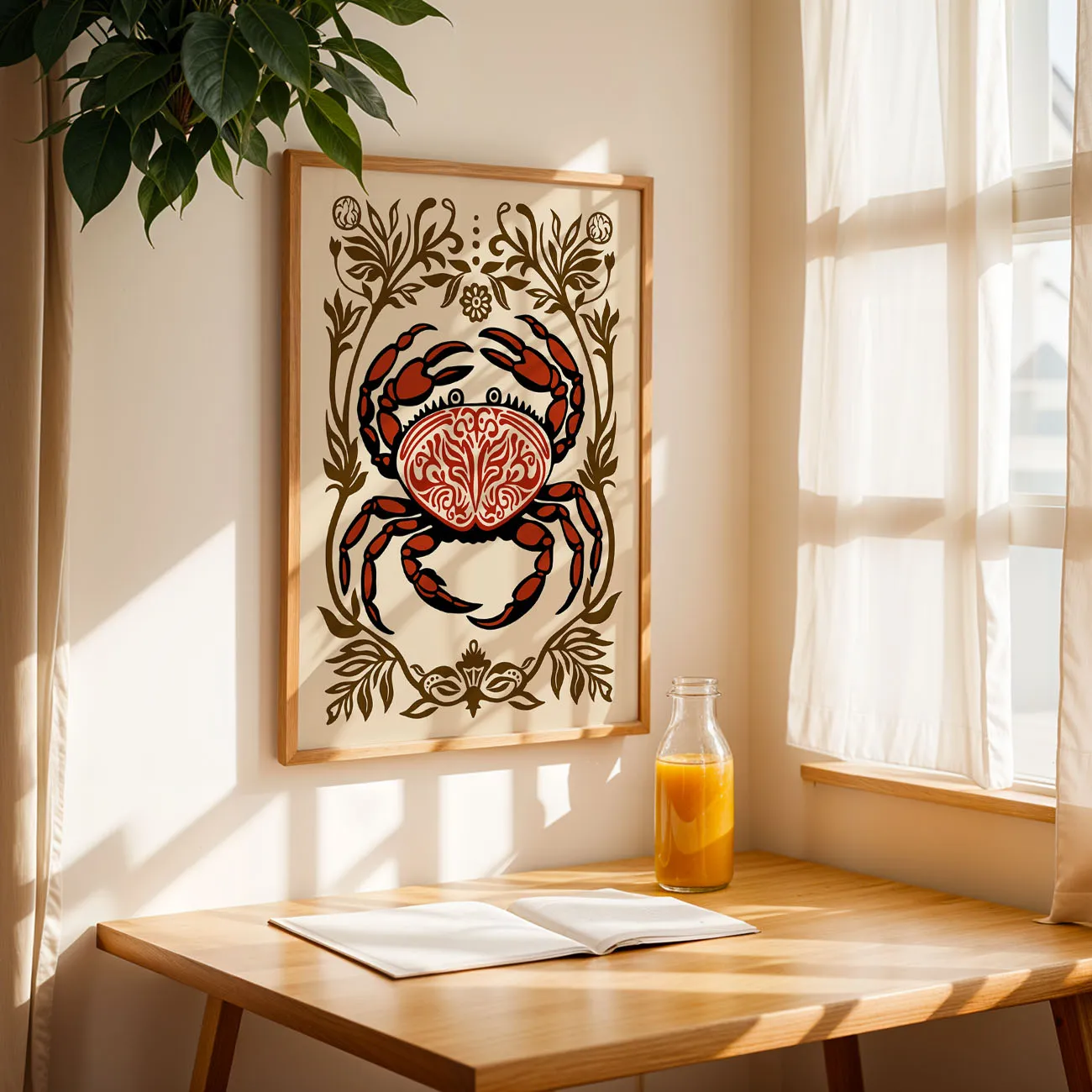 Crab Wall Art Print – Retro Coastal Kitchen Poster