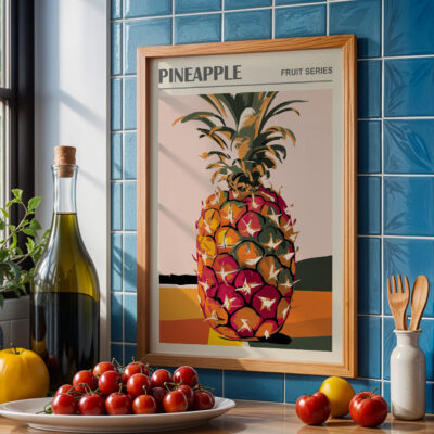 Pineapple Kitchen Poster – Retro Fruit Wall Art Print