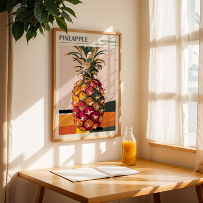 Pineapple Kitchen Poster – Retro Fruit Wall Art Print