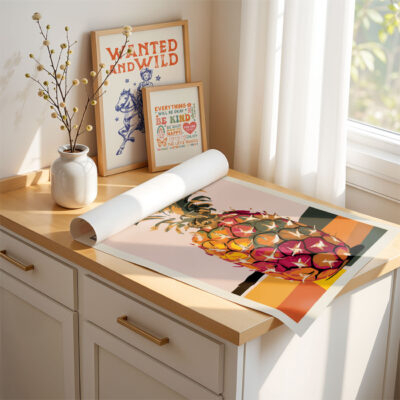 Pineapple Kitchen Poster – Retro Fruit Wall Art Print