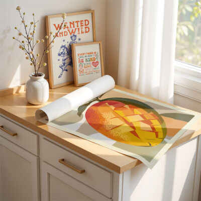 Mango Kitchen Poster – Retro Fruit Wall Art Print