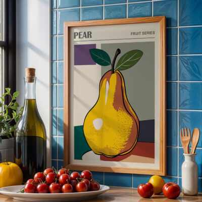 Pear Kitchen Poster – Retro Fruit Wall Art Print