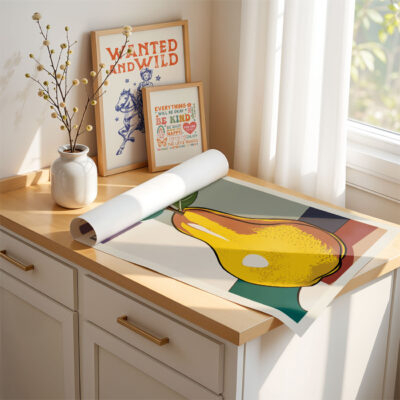 Pear Kitchen Poster – Retro Fruit Wall Art Print