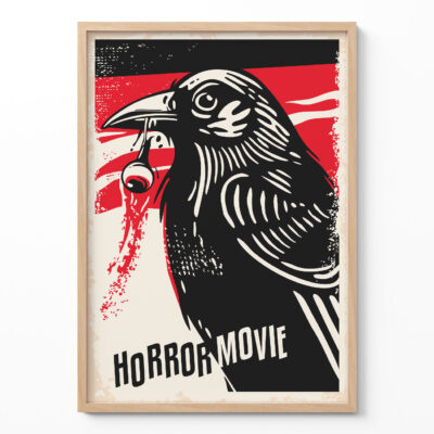 Horror Movie Poster – Retro Crow Art Print for Wall Decor