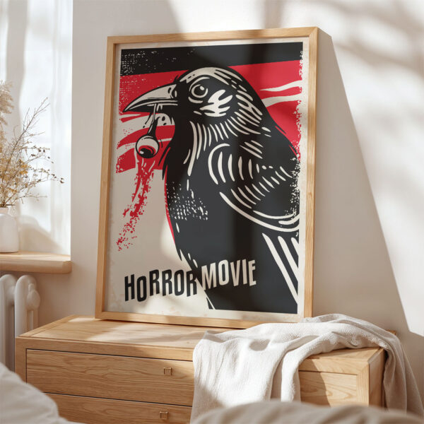 Horror Movie Poster – Retro Crow Art Print for Wall Decor
