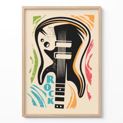 Rock Guitar Poster – Retro Music Wall Art Print