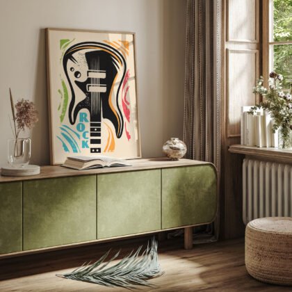 Retro Wandbild mit Gitarre