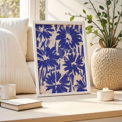Blue Flower Poster – Floral Wall Art Print