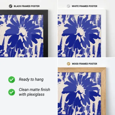 Wandbild mit abstrakten blauen Blumen