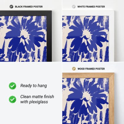 Abstract Blue Flowers Wall Art