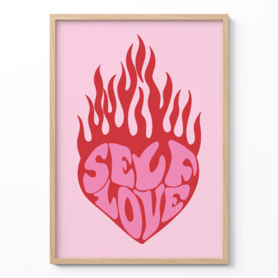 Self Love Poster – Retro Motivational Wall Art