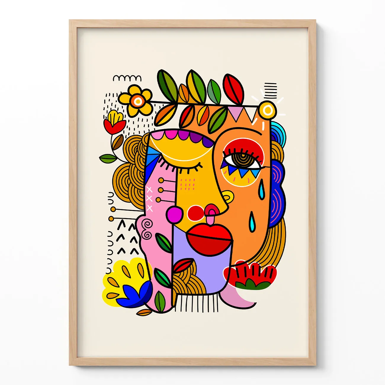 Abstract Face Art Print – Colorful Modern Wall Decor