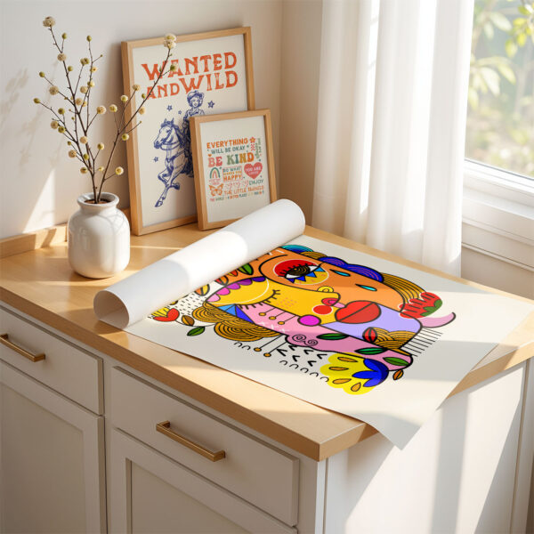 Abstract Face Art Print – Colorful Modern Wall Decor
