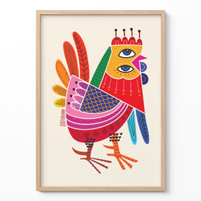 Abstract Rooster Poster – Colorful Retro Prints