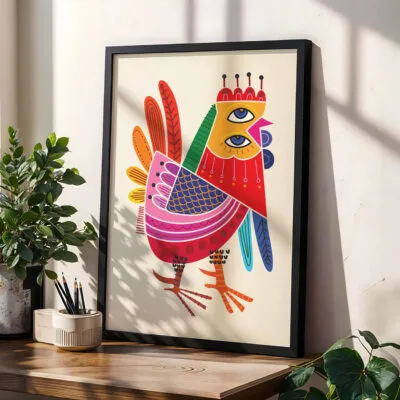 Wandbild abstrakter Hahn