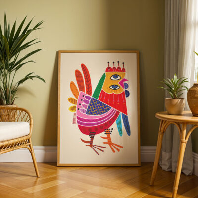 Abstract Rooster Poster – Colorful Retro Prints