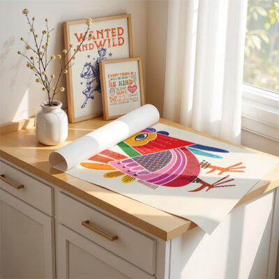 Abstract Rooster Poster – Colorful Retro Prints