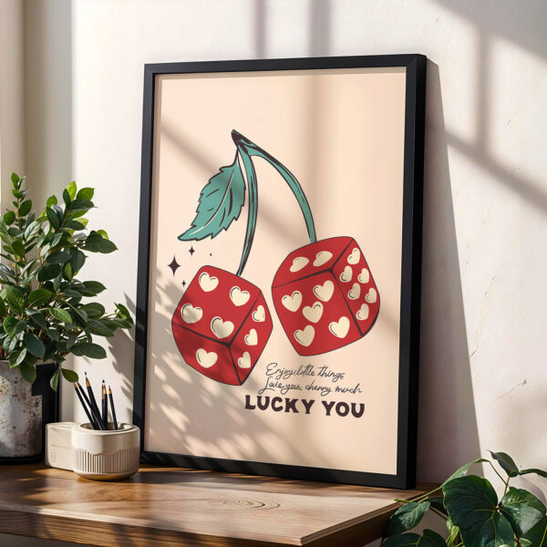 Sardine Print – Retro Green Tin Fish Kitchen Poster Lucky Cherry Poster – Retro Dice Wall Art