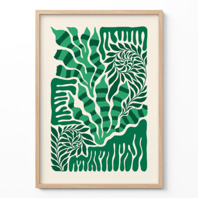 Green Botanical Poster – Abstract Plant Wall Art