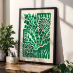 Green Botanical Poster – Abstract Plant Wall Art