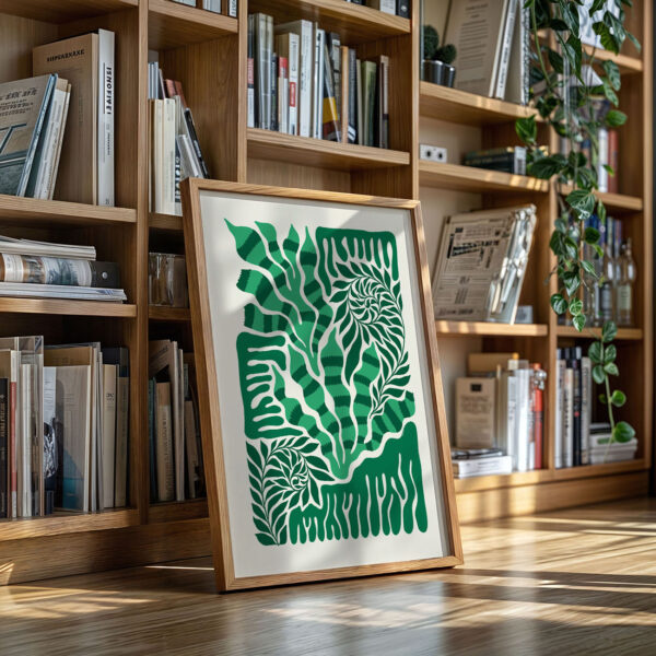Green Botanical Poster – Abstract Plant Wall Art