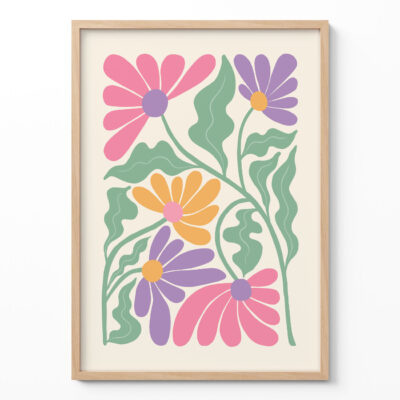 Retro Flower Poster – Colorful Groovy Floral Print