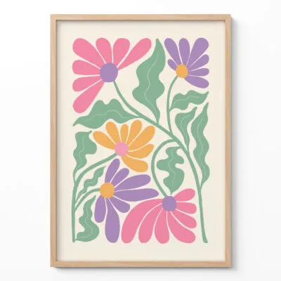 Wandbild mit bunten Blumen II