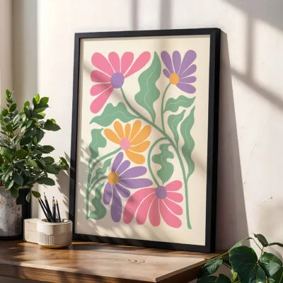 Wandbild mit bunten Blumen II